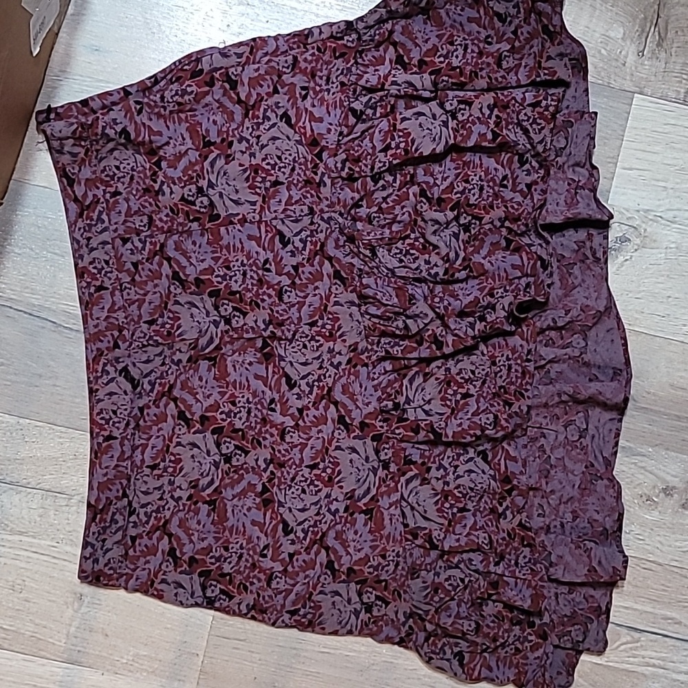 FREE PEOPLE Plum Purple Combo Floral Boho Mini Skirt π Size 12 - Picture 1 of 6